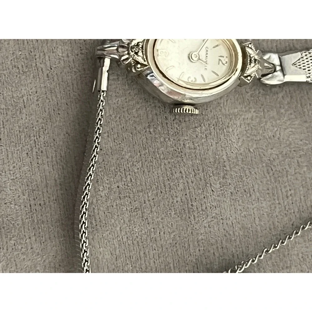 Vintage Caravelle Women Cocktail Watch‎ 10K RGP Bezel Stainless Steel Mesh Band